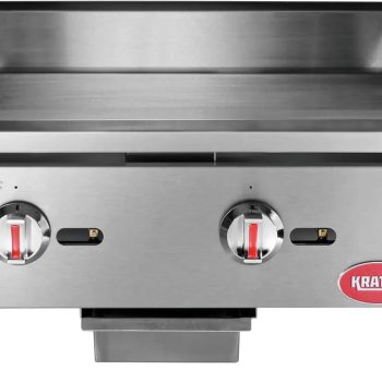 Kratos 24" Wide Commercial Countertop Griddle, Gas Hot Plate for Restaurants, Manual Controls, 2 Independent Burners, Powerful 60,000 BTU Output (29Y-004)